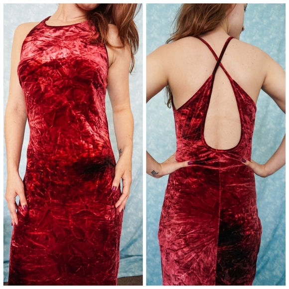 VTG Jessica McClintock Velvet Maxi Dress - Picture 3 of 3